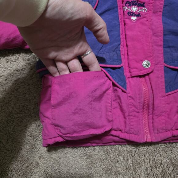 Vintage Oshkosh Bgosh Girls Winter Jacket 3T Pink Purple Ski Snow Hooded Pockets - Picture 10 of 13